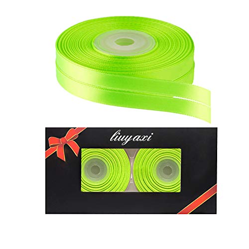 Image of Solid Color Double Faced Apple Green Satin Ribbon 1 /2 inch X 50 Yards, Ribbons Perfect for Crafts, Wedding Decor, Bow Making, Sewing, Gift Package Wrapping and More