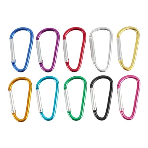 10 PCS Mosqueton, Mini Mosqueton Aluminio Pequeño, Mini Mosquetón De Colores Compactos Para Mochila, Camping, Viajes, Pesca, Ganchos Carabiner Multiusos(46 X 23,8 Mm, 10 Colores)