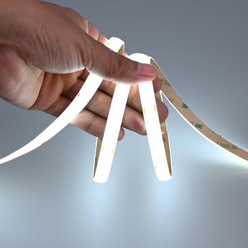 Image of GOMING 24V Super Bright COB LED Strip Cool White 6000K IP65 Waterproof | 16.4ft(5M) 621LM /FT 14.5W /M CRI 93+ High Density 480LED /M LED Tape Lights for DIY Home Decor(Power Supply not Included)