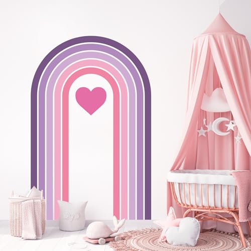Vinilo Decorativo Corazones Arcoíris Rosa y Púrpura