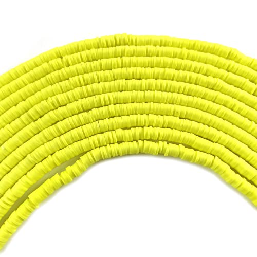 3500 Pcs 6mm Colorful Flat Clay Beads for DIY Polymer Round Handmade Jewelry Making for Necklace Bracelet Earring Pendant and Anklet Craft Making(Yellow)