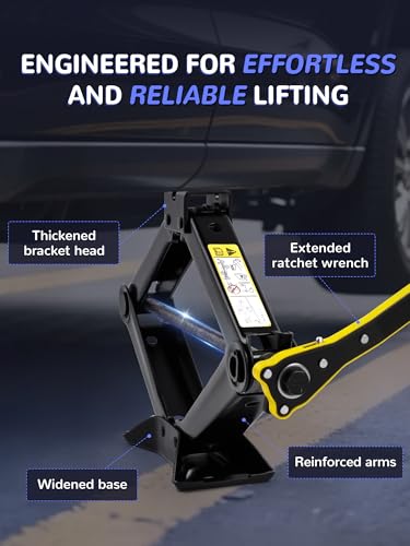 Image of Spare Tire Jack Tool Kit w / Labor-Saving Ratchet Wrench for 03-21 Ram 1500 | Heavy Duty 2.5 Ton Scissor Lift Jack with Leather Storage Bag | Rust & Corrosion Resistance | Push-button lock | Anti-Rattle