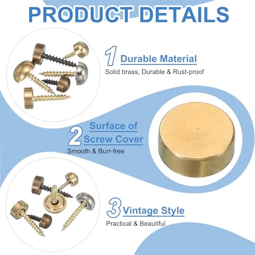 Tornillos Decorativos de Latón con Tapa 12mm Pack 10 miniatura 3