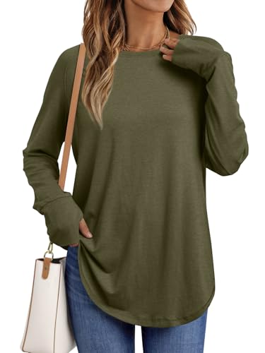 Image of AUTOMET Womens Long Sleeve Tunic Tops Crew Neck Casual Loose Fit Shirts