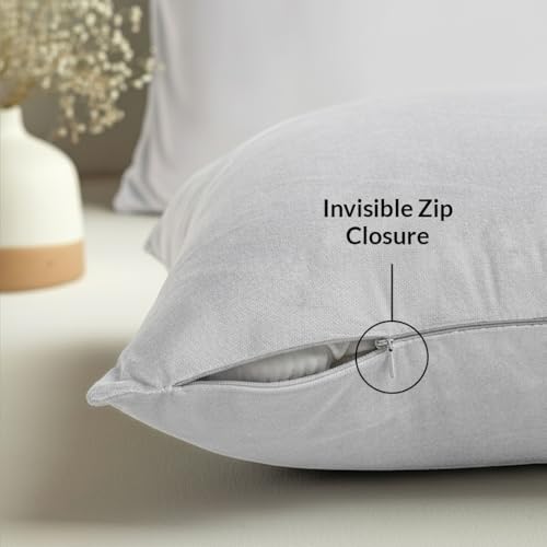Image of HOMEMONDE Velvet Cushion Covers Set of 5-20x20 Inch Decorative Pillow Cover for Sofa, Couch, Chair, White