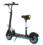 A&DW Portable Foldable Electric Scooter,350W High Power Smart E-Scooter with Seat,10 Inches 150kg Load 40km/h for Working Commute Downtown Travel