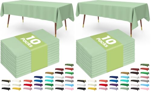Image of Pureegg Plastic Table Cloth Disposable 54x108 Inch 20 Pack, Sage Green