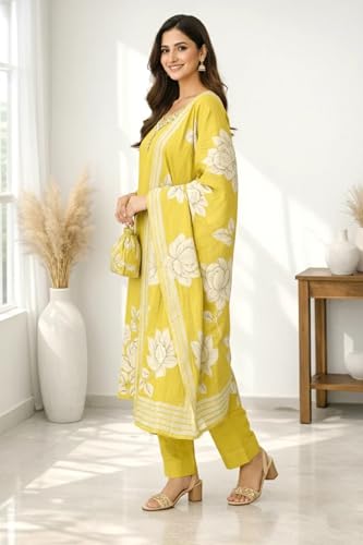 Image of FABNEX Kurta Set for Women | Stylish Cotton Printed Kurti Pant Set | Indo-Western Casual & Festive Kurta Set for Women (K-229-30)