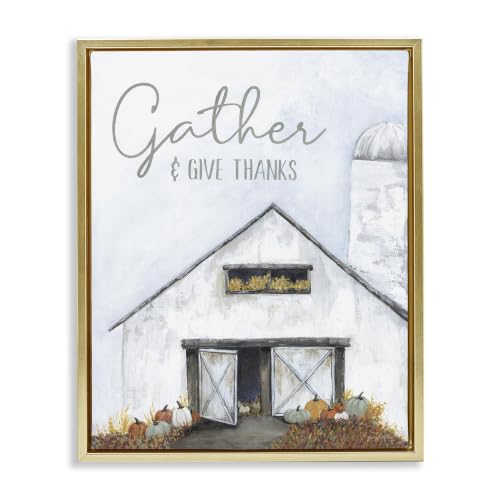 Autumn Barn Gratitude Farmhouse, 16 x 20 Inch Canvas in Floater Frame
