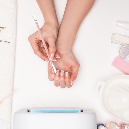 Arcjunys 4 Stück Nagelhautzange mit Nagelhautschieber Professioneller Edelstahl Nagelhautschneider Nagelhautentferner Set Cuticle Nippers and Cuticle Pusher für den Salon oder Heimgebrauch(Rosa)