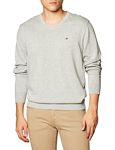 Essential Cotton V Neck Mw0Mw14745 Maglione Pullover Medium Heather S uomo grigio
