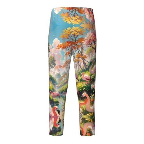 Pajama Pants Pajama Bottoms with Elastic Waistband Sleepwear Lounge Pants, Forest Tree Flamingo2