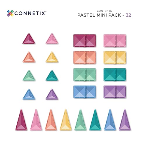 Image of CONNETIX Magnetic Tiles Pastel Mini Pack, 32 Pieces