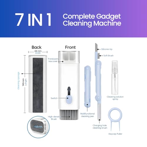 Image of QUICLEAN Laptop Cleaner Kit -250ml with 7-in-1 Gadget Cleaning Machine & 350gsm Cloth for All Screen Cleaning | Machine Cleans,Mobile, Laptop, Keyboard, Earbuds & Lens |Cleaner Cloth for Large Screen
