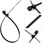Gosknor 200pcs 11.8in Cable noir avec trou à vis, fixations en nylon lourd pour fils autoportant & Gestion de câble extérieur, Organisation, Bundling