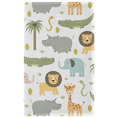 Pfrewn G278540008P704C745S1599 Wild Animals Zoo Toggle Light Switch Wall Plate Electrical Outlet Cover Size 1 Gang 2.9 Inch X 4.6 Inch Kids Decorative Nursery Teen Toddler Room Bedroom Bathroom Decor thumb #1