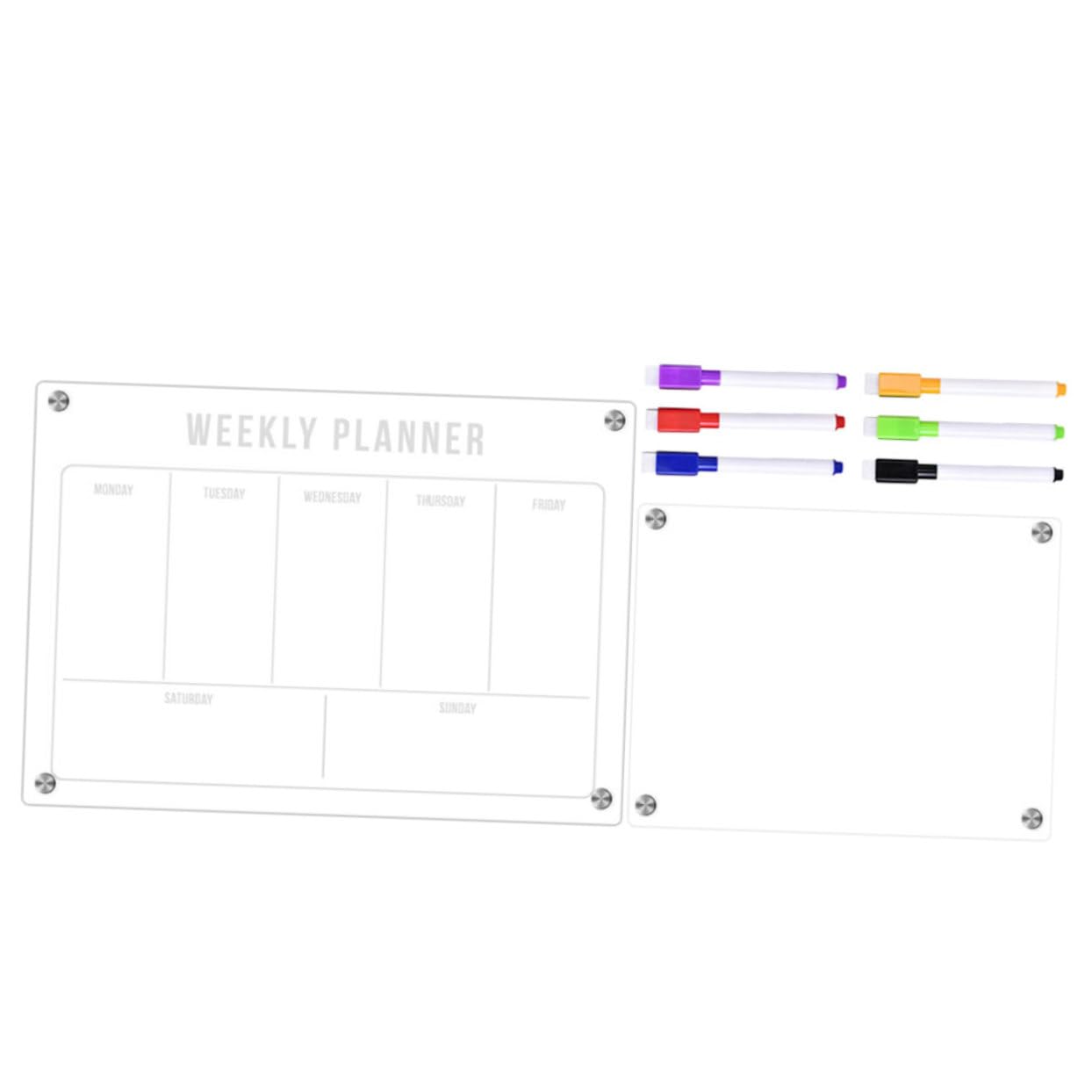 Pizarra de Calendario Semanal Magnética de Acrílico Borrable