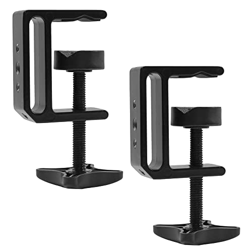 VIVO Aluminum C-Clamp with 1/4 inch-20 and 3/8 inch-16 Female Socket 5 Mounting Threads up to 1.8 inch Desktops 2 Pack Black MOUNT-CP02