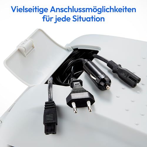 MEDION Kühlbox 2in1 Kühlen und Wärmen (16 Liter, mobile elektrische Auto Kühlbox, Thermo-elektrisch, Mini Kühlschrank, 2in1 Anschluss 230V & 12V, Tragegurt, für Urlaub, Camping und Reisen, MD13100)
