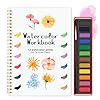 TLM WaterColor – Cuaderno de trabajo para colorear en agua para principiantes, con 12 colores para colorear al agua, juego de pintura con pincel (flores amarillas)