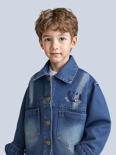 Classic Denim Trucker Jacket for Boys Girls Kids Button Down Jeans Jacket Top Coat Outwear4