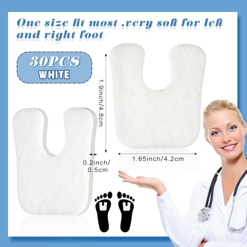 Image of Threlaco 30 Pads U-Shaped Felt Callus Pads Thick Callus Cushions Adhesive Metatarsal Foot Forefoot Horseshoe for Feet Pain Relief, Keep Calluses from Rubbing on Shoes for Men Women