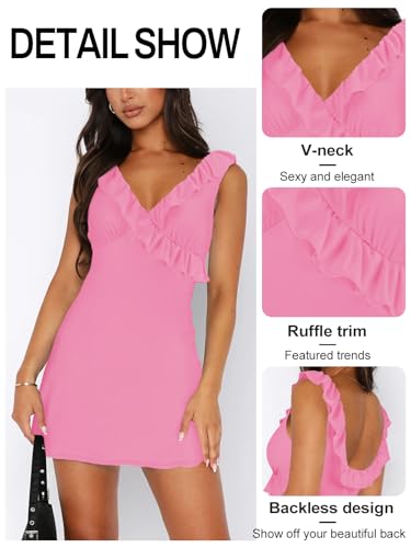 Image of MIYIEONZ Women Mini Dress Summer Formal Ruffle Short Dresses