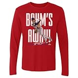 500 LEVEL ALEC Bohm Long Sleeve Shirt - ALEC Bohm Philadelphia Bohm's Away Throw WHT (Red, Large)