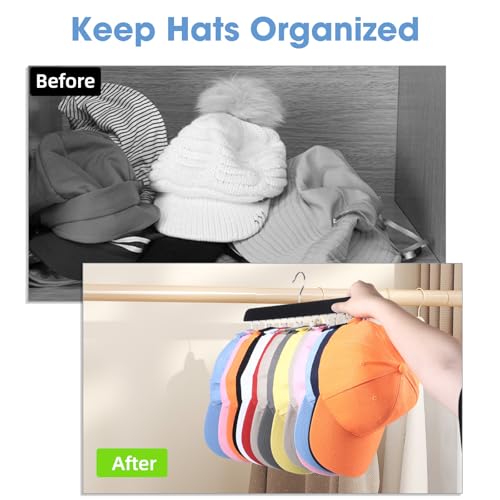 Dntorx Hat Hangers for Closet, 2 Pack Cap Organizer with 20 Hooks, Black - image 7