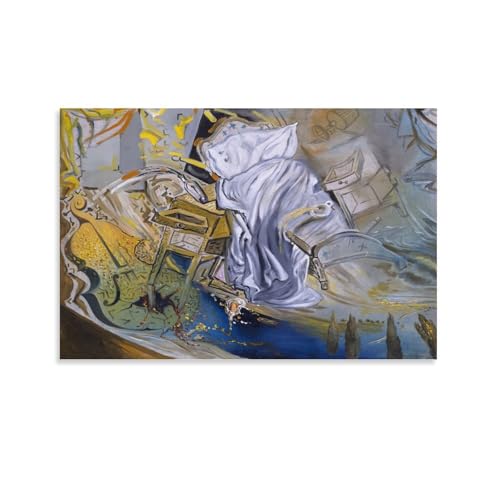 Toile Dalí lit et tables de chevet créez une décoration murale moderne et mystérieuse