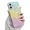 Heaofei Aesthetic Case For IPhone 16 Case For Women Girls, Compatible With Magsafe, Cute Girly Trendy Glitter Sparkly Rainbow Magnetic Protective Phone Cover, Matte Iridescent Yellow & Orange