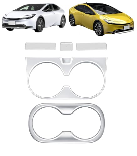 VrayKnol 新型 プリウス 5代目 60系 対応 2023(令和5)年1月後〜フロントカップホルダーパネル&ガーニッシュ+ 後部座席 ドリンクホルダーカバー センターコンソールカップホルダーフレーム 内装 カスタムパーツ ABS樹脂製 For PRI