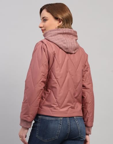 Image of Monte Carlo Womens Regular Fit Self Designed Hooded Zipper Full Sleeve Winter Jacket Women Winter Jacket | Stylish Zipper Jacket | Casual Winter Wear For Women's (Pack Of 1)