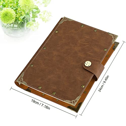 Carnet de notes A5 SEEHAN cuir PU vintage pages blanches marron - 3