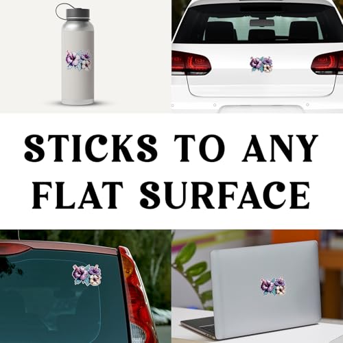Image of Hibiscus Flower Sticker Tropical Floral Cluster Vinyl Decal Waterproof Aesthetic Flower Sticker for Laptop Water Bottle Car Bumper Notebook Scrapbook Botanical Gift