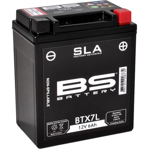 Batterie moto BS SLA BTX7L (YTX7L-BS) AGM - Sans entretien - 12 V 6 Ah - Dimensions : 113 x 70 x 130 mm compatible avec YAMAHA NXC Cygnus X 125 2004-2005