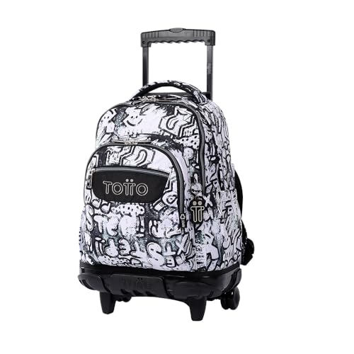 TOTTO MOCHILA ESCOLAR RUEDAS KLIN Unisex-adulto BLANCO NEGRO 60