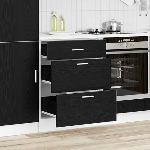 Générique Meuble de Cuisine Bas Riga Chêne Noir 60 x 46 x 81,5 cm,Meubles,Armoires & Meubles de Rangement,Meubles de Cuisine,Noir,25.95 KG,876694