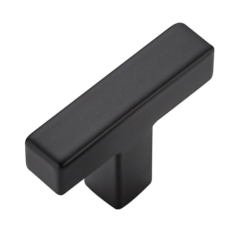 1 Pack Matte Black Cabinet Knobs - Kitchen Cabinet Knobs Black Cabinet Pulls for Kitchen Cabinet Drawer Stainless Steel Dresser Knobs for Cabinet Hardware 2in Length Single Hole Square