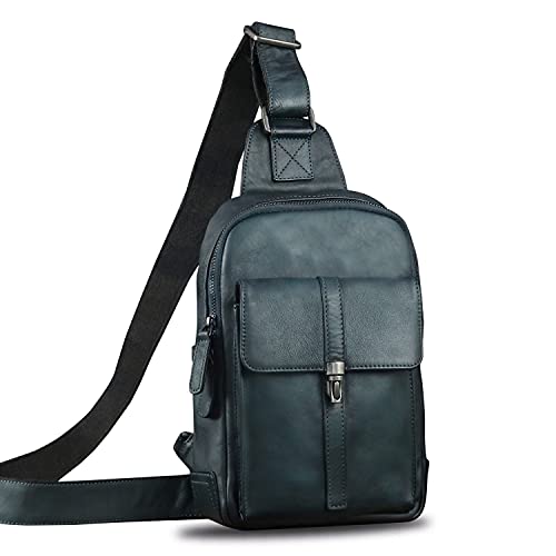 IVTG Genuine Leather Sling Bag Casual Shoulder Hiking Backpack Vintage