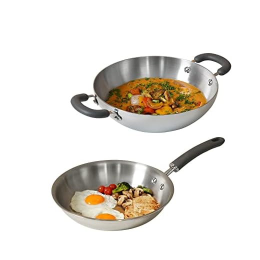 Meyer Trivantage Nickel Free Stainless Steel 3 Piece Cookware Set | Triply Cookware Set with Heavy Bottom | Induction base cookware set - 28cm Frying Pan + 30cm Kadai with Glass Lid, Silver