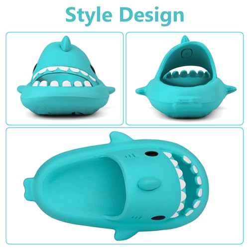 Image of Kids Shark Cloud Slides | Toddler Boys Girls Shower Slippers | Boys Girls Cute Cartoon Fish Flip Flops | Beach Pool Home Sandals | Quick Dry Non-Slip