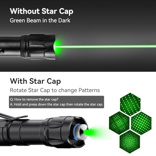 [4 Packs] Rechargeable Green Laser Pointer High Power Green Beam Light Long Distance Range For TV/LED/LCD Screens Tactical Flashlights Presentation Office/Outdoors/Astronomic/Construction [005] - Thumbnail 3