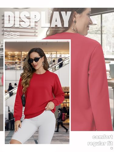 Image of TACVASEN Women's Crewneck Sweatshirt Fleece Lined Sherpa Pullover Winter Shirt Warm Sweaters Long Sleeve Tops