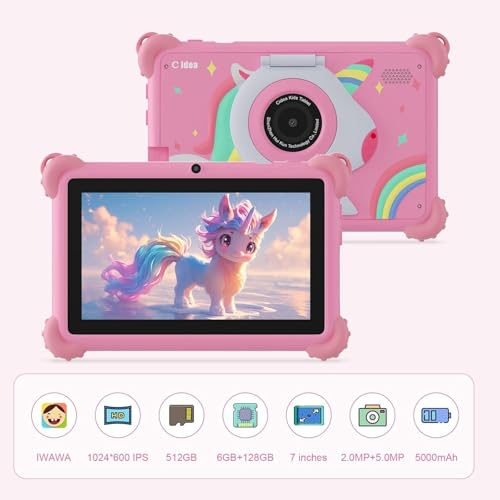 تابلت سي ايديا CM88 للاطفال | اندرويد 15 | ذاكرة RAM 8GB وروم 256GB (512GB TF) | شاشة HD IPS لحماية العين | تحكم ابوي | حافظة مضادة للصدمات | ارجواني (بينك)