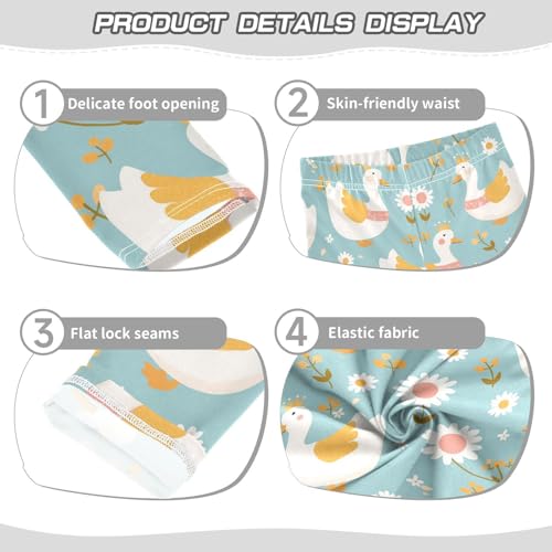 White Ducks Girls' Leggings Toddler Doodles Crowns Kids Yoga Pants Dance Active Tights 4T3