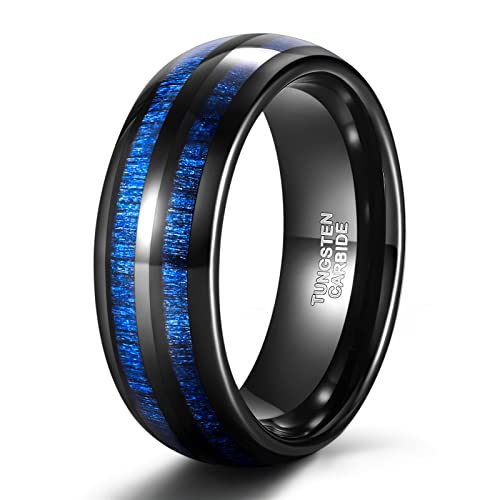 Alliance en tungstène homme et bois d'érable bleu, cadeau de mariage idéal
