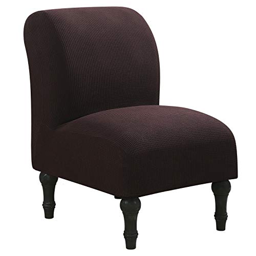 NIBESSER Armless Chair Slipcovers, Accent Chair Cover Stretch Textured Plaid Water-Repellent Chair Covers Furniture Protector Covers Removable Washable for Living Room Hotel (Coffee)