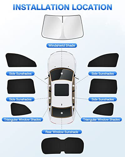 Image of Canvcle Sunshades for 2019-2025 2026 Subaru Ascent Touring Accessories Windshield Sun Shade Side Rear Window Shade Cover Sun Visor Privacy Protection Keep Vehicle Cool Black 8PCS