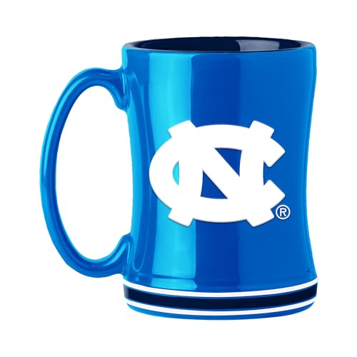 Logo Brands NCAA North Carolina Tar Heels 14oz Ceramic Relief Mug with Team Logo and Elongated Handle